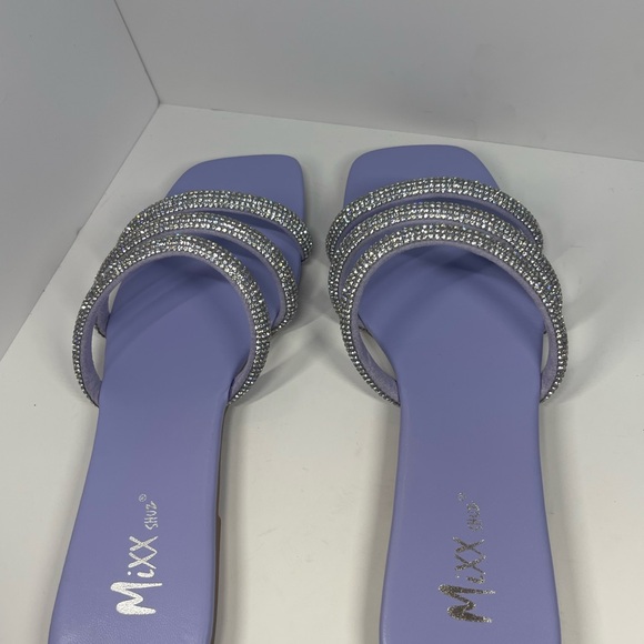 Strappy Rhinestone Lavender Purple Square Toe Women’s Sandals Size 9 New - Picture 11 of 13